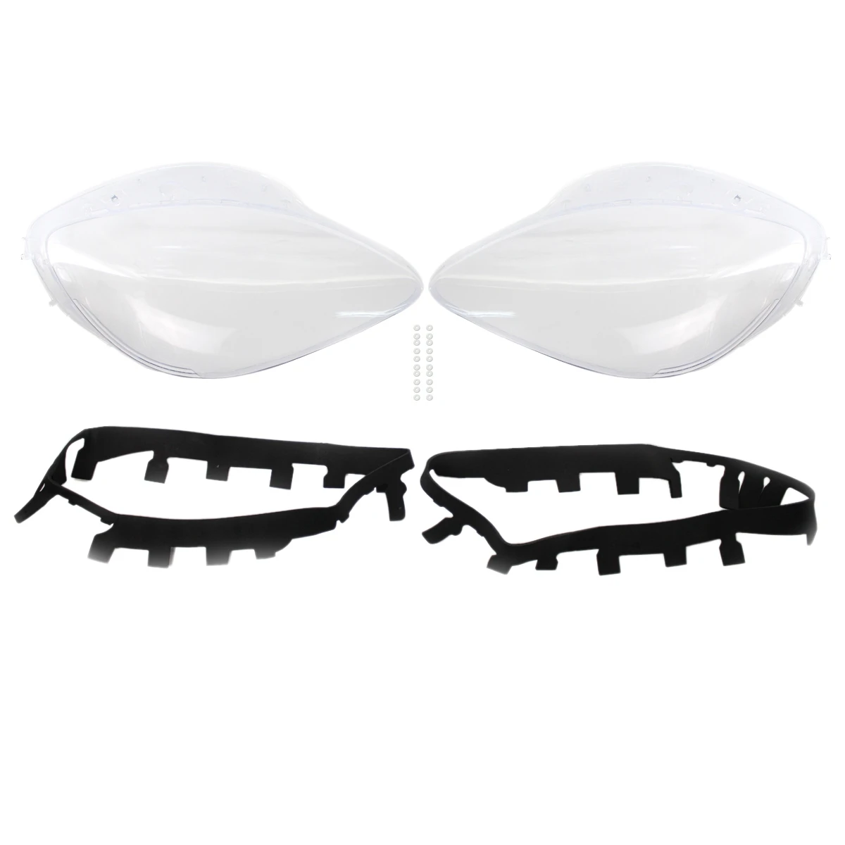 

Headlight Lens Covers for Chevrolet C6 Corvette 2005-2013 with Black Trim Gaskets Seal Kit & 20Pcs Fix Nut Snaps