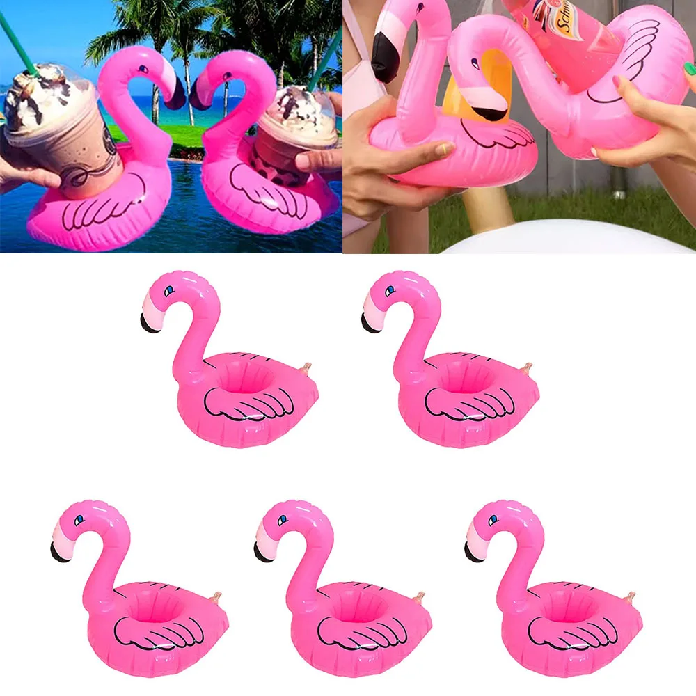 5Pcs Sottobicchieri D'Acqua Galleggiante Portabicchieri Gonfiabile Piscina Bevanda Galleggiante Giocattolo Piscina Gonfiabile Flamingo Decorazioni Per