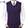 2024 Autumn Winter New Men's Solid Color V-neck Knitted Vest Casual Fashion Warm Sweater Versatile Top 6