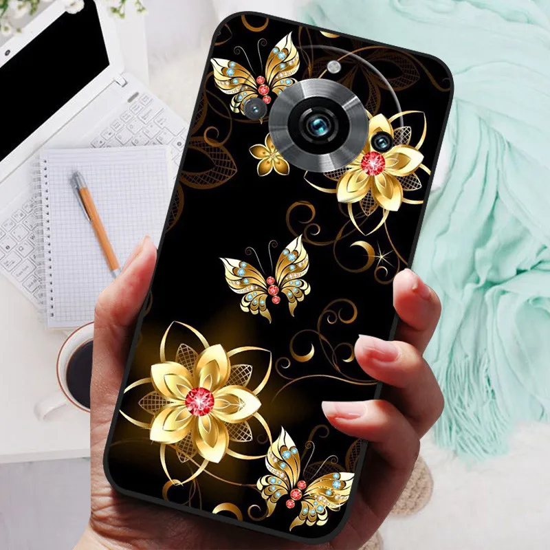 Black Silicone Bumper Case with Wolf and Lion Design - Soft TPU Covers