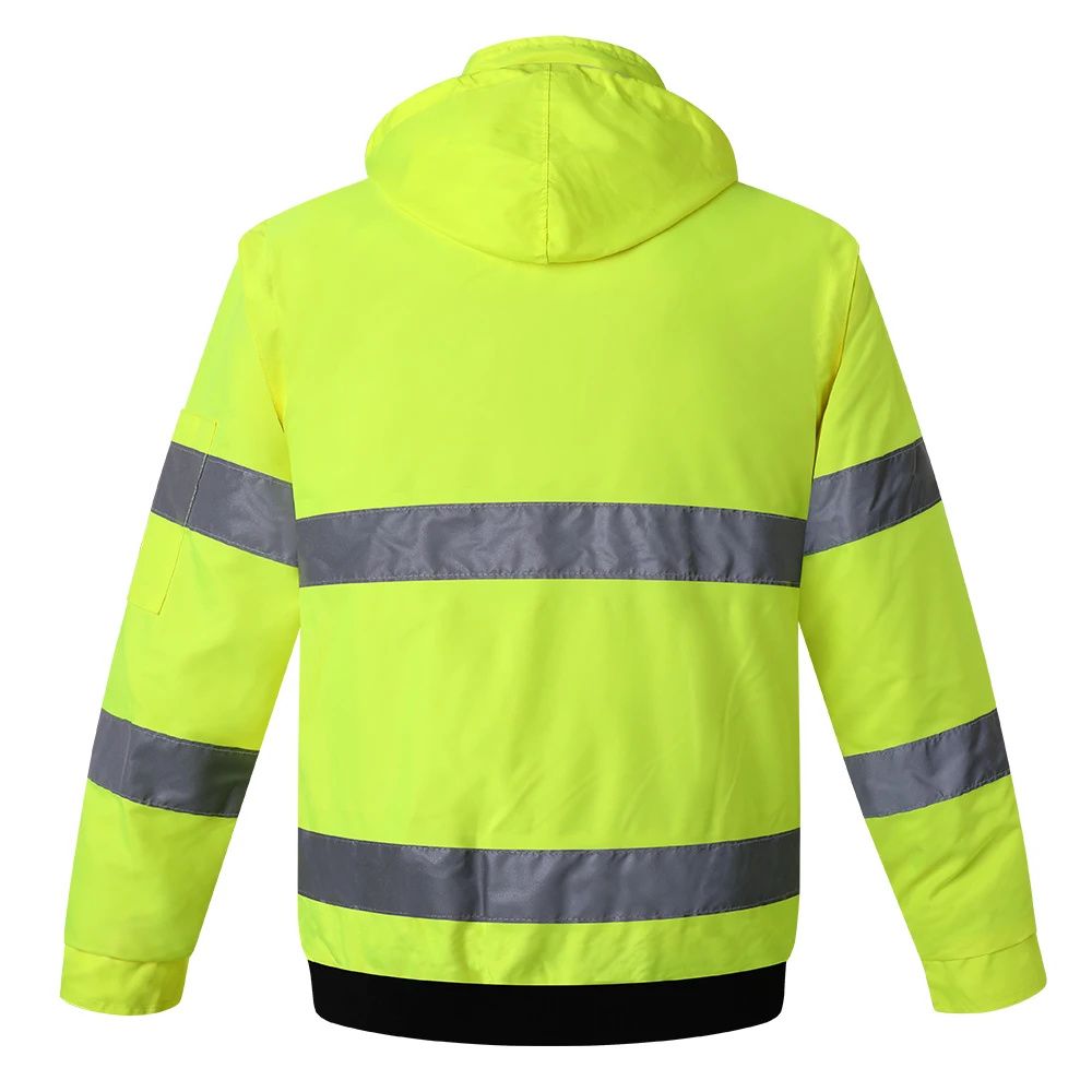 High Visibility Parka Windproof Jacket Waterproof Parka Men's Work Reflective Parka 3
