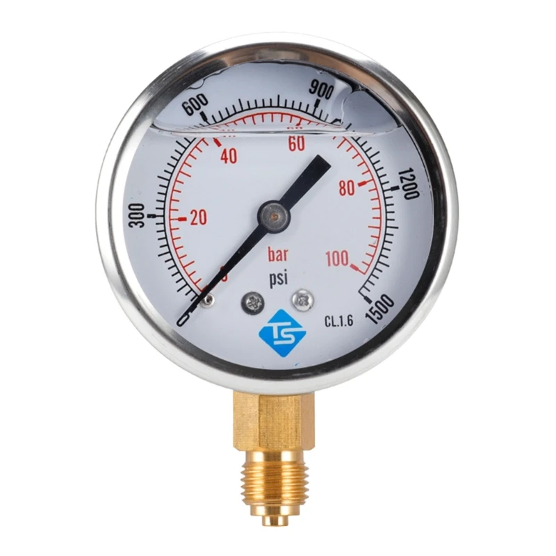Glycerine Filled Vacuum Pressure Gauge Stainless Steel Water Air Oil Gas Gauge 0 100 Bar 0 1500