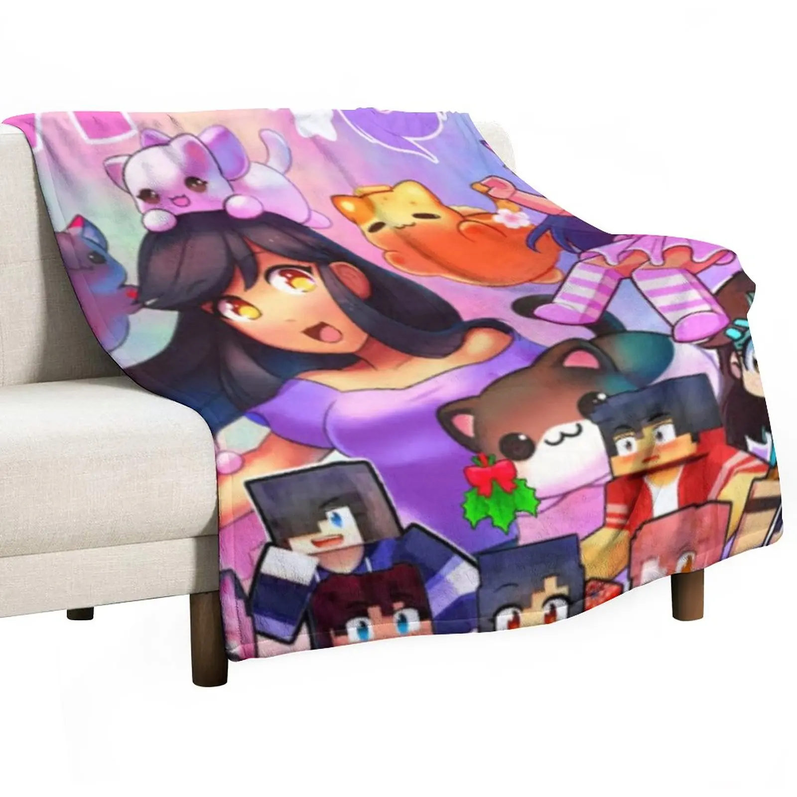 

Aphmau - Cute Art Throw Blanket Soft Plush Plaid Loose Blanket Furry Blanket