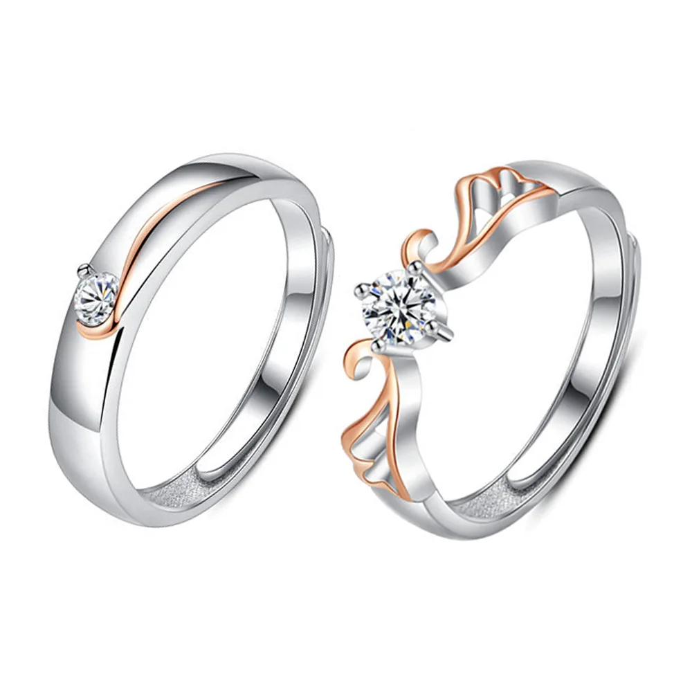 

New fashion trend simple couple ring s925 silver inlaid 5A zircon ring live mouth adjustable