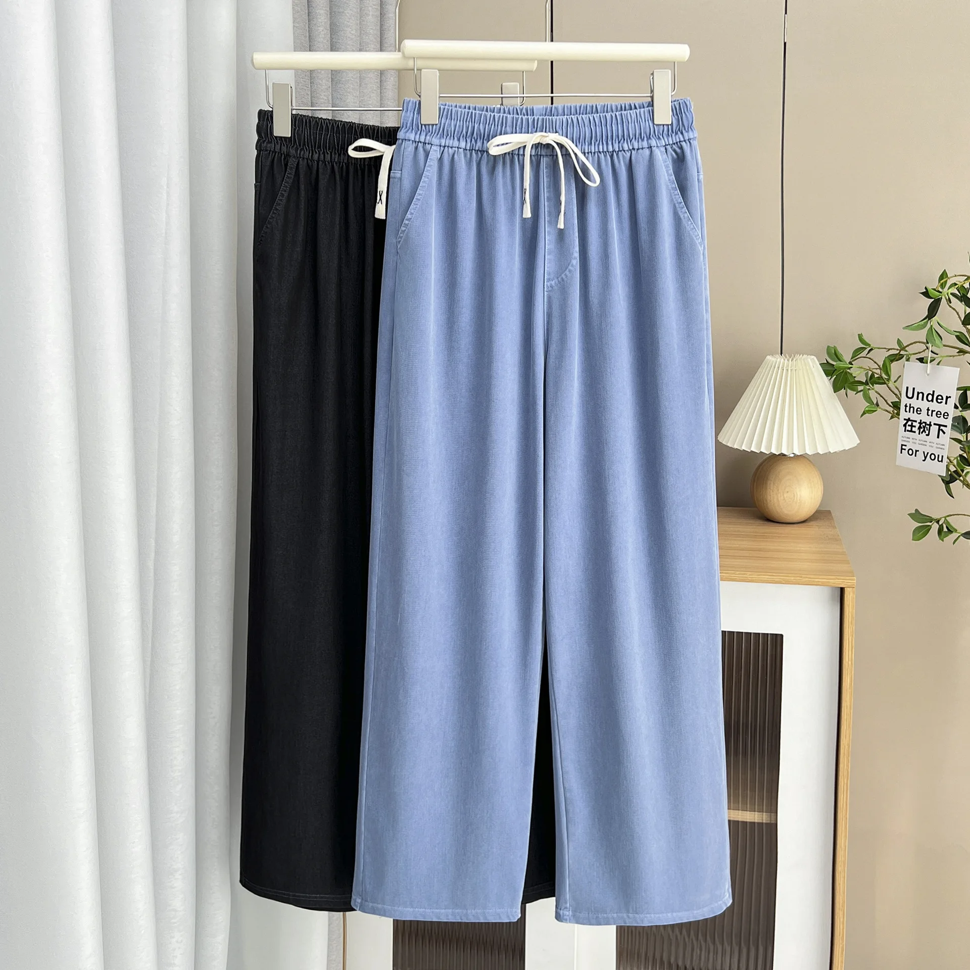 Women's Straight Jeans, Oversized Trousers, Curve Clothes, High Waist, Stretch, Lyocell Denim Pants, Plus Size, Summer