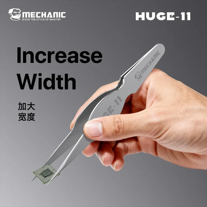 MECHNAIC HUGE-11 고경도 와이드 바디 핀셋 휴대폰 수리용 PCB 칩 나사 클램핑 도구용 부식 방지
