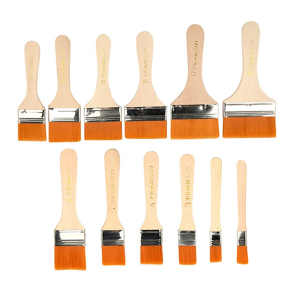 12 Pcs Brush Water Color Pens Oil Painting Supplies Wooden Handle Nylon Accessory