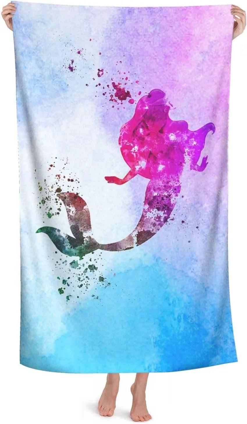 Mermaid Beach Towel Mermaid Microfiber Beach Blanket Highly Absorbent