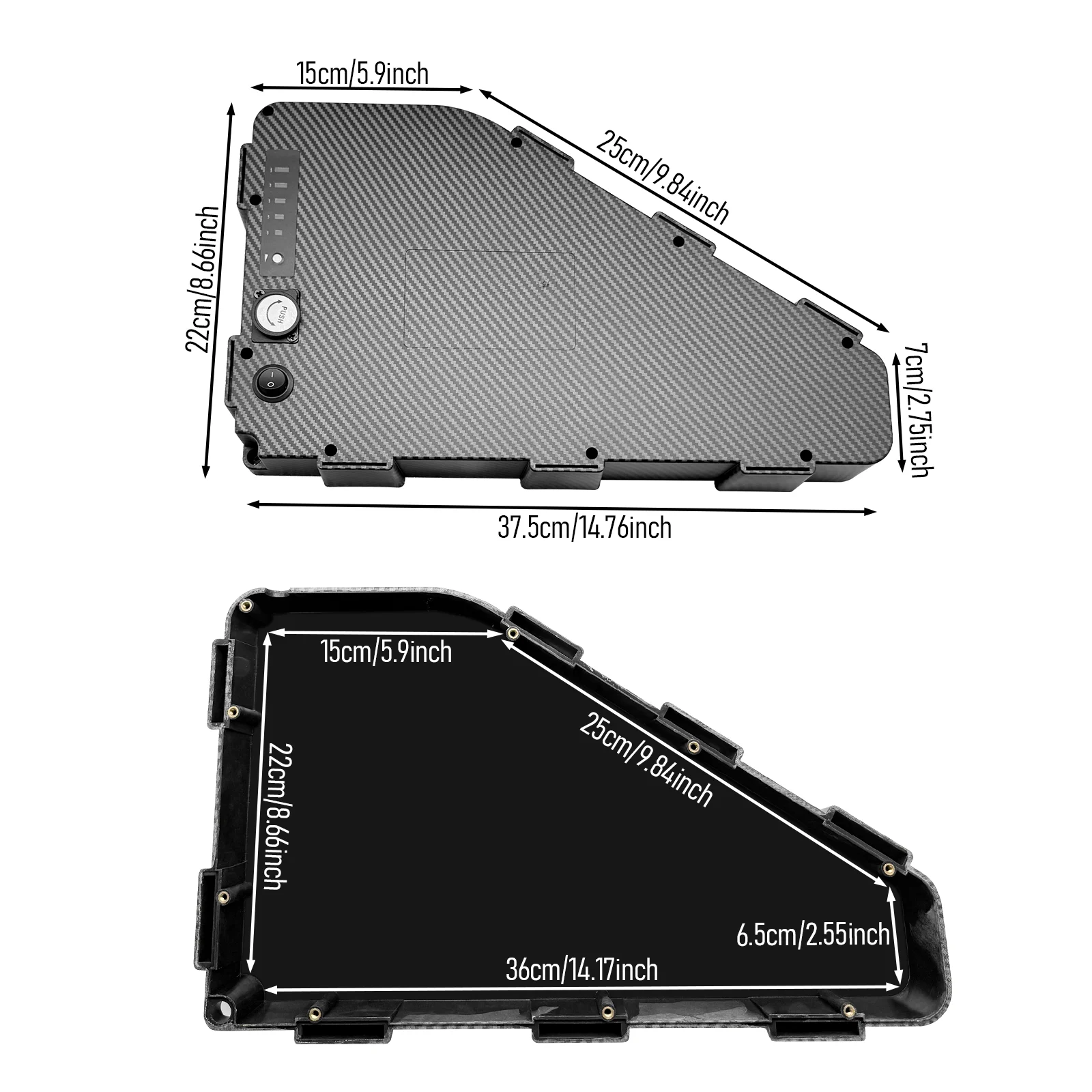 DIY triangle ebike battery case empty enclosure fitting 80 pcs 21700 cells  Internal 21700 cell bracket matrix inside black triangle ebike battery box