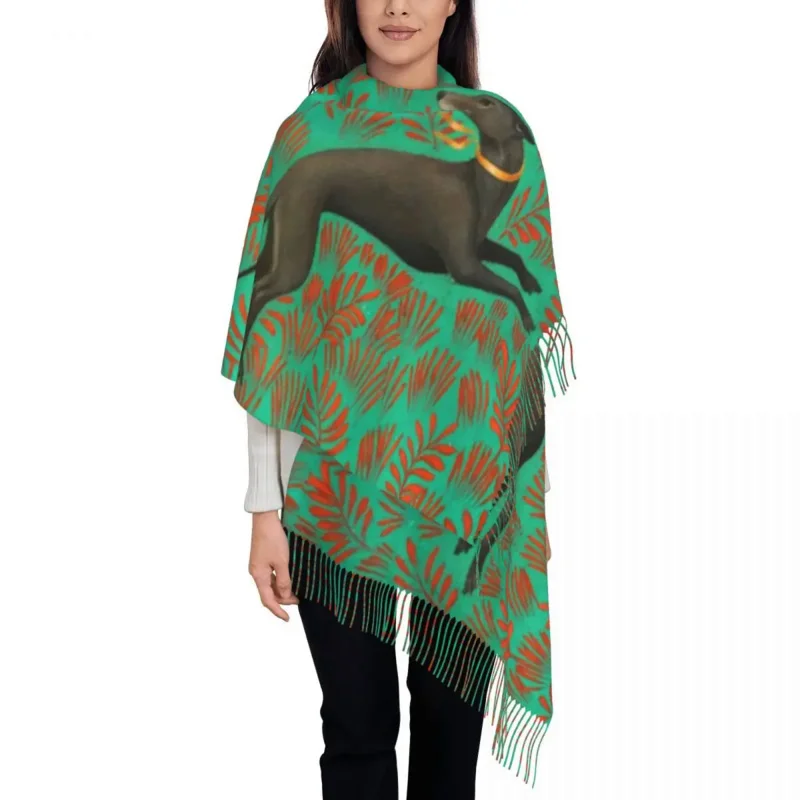 

Sihthound Greyhound Flowers Art Tassel Scarf Women Soft Dog Animal Shawl Wrap Ladies Winter Fall Scarves