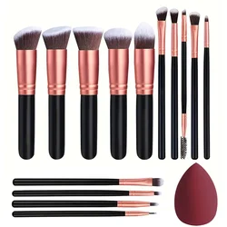 Deluxe 14-Piece Soft Makeup Brush Set - Ideal for Foundation, Blush, and Eyeshadow Application (14PCS Orange Pink 2)
