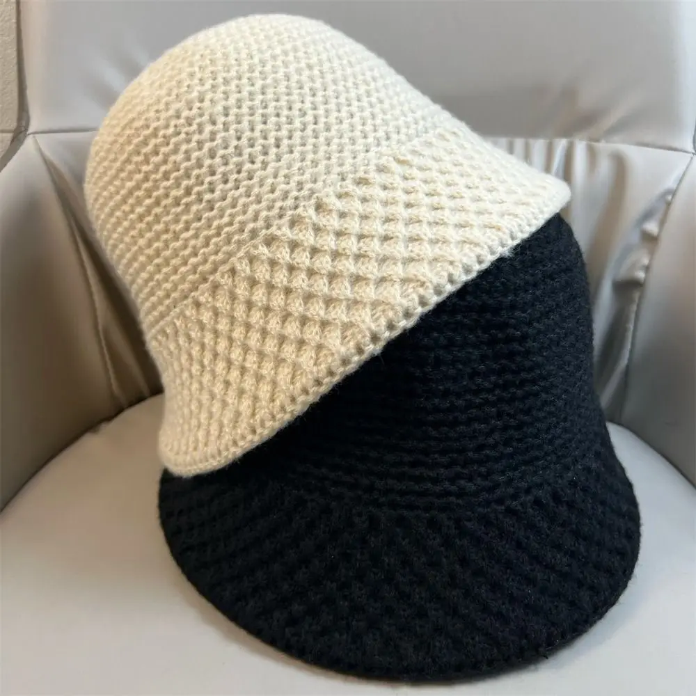 

Soft Knit Buket Hat Fashion Crochet Knitted Keep Warm Beanie Cap Fisherman Hat Autumn Winter