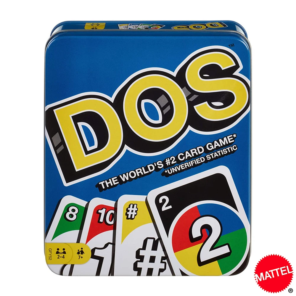 Mattel UNO DOS 틴 박스 카드 게임, 재미있는 가족 엔터테인먼트 보드 게임 포커, 어린이 장난감, 카드 놀이