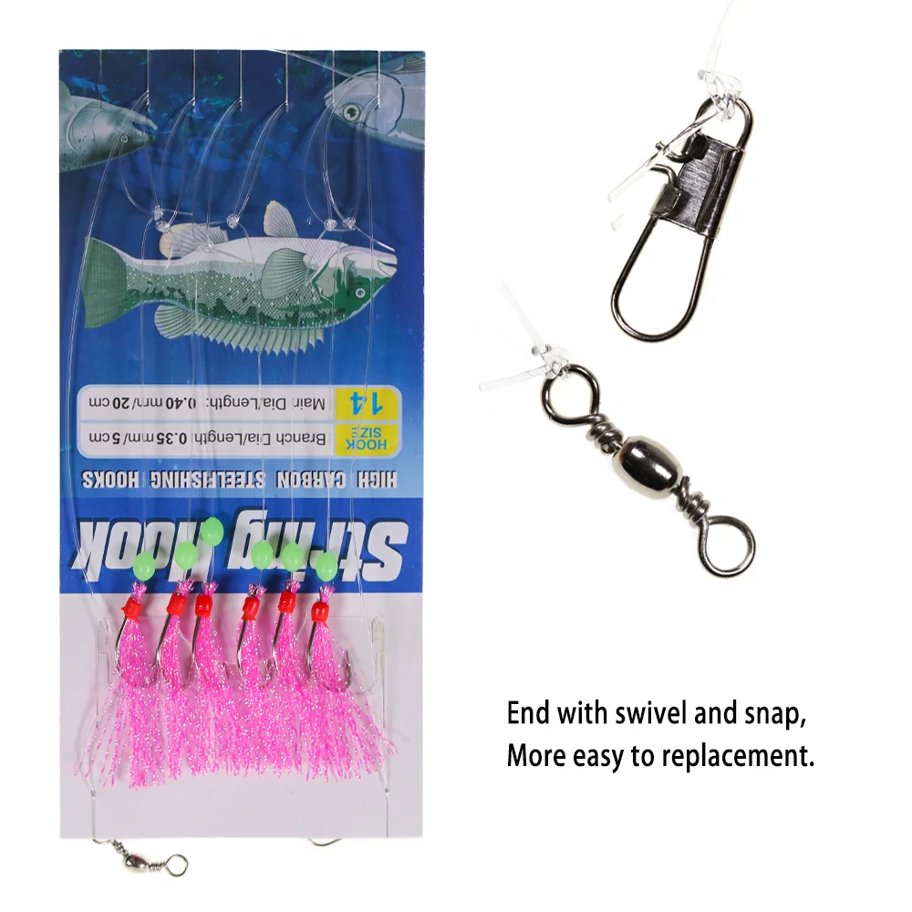 Lionriver Sabiki Rigs Fishing Bait Tinsel Feather String Hook Fluorescent  Luminous Glow Beads Sea Saltwater Fishing Lure Tackle - AliExpress