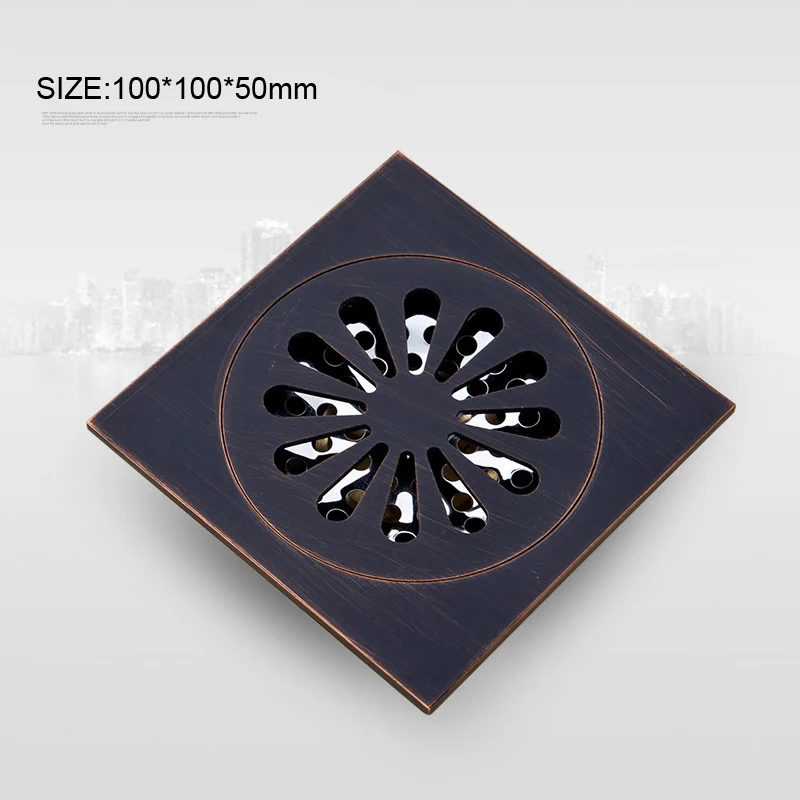 Floor Drain Shower Drain Black Anti-odor 10cm Square Bathroom 10 x 10cm