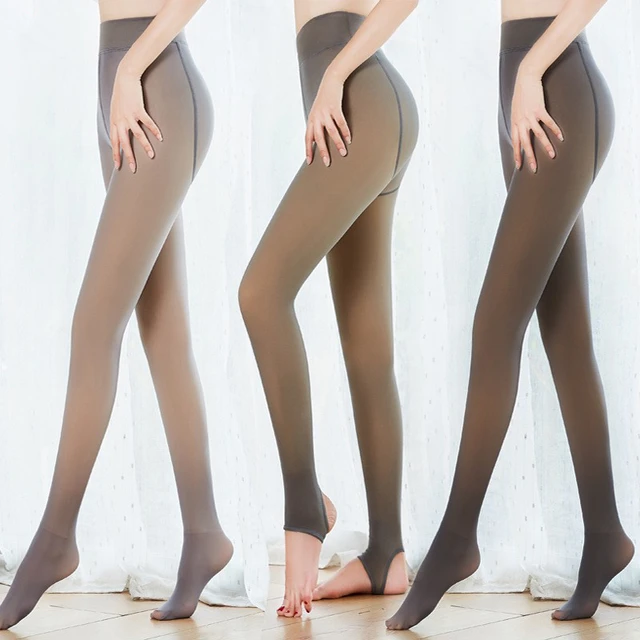 320g 220g Winter Thicken Thermal Plus Velvet Legs Fake Translucent Warm  Fleece Pantyhose Black Stockings Second Skin Tights Sexy - AliExpress