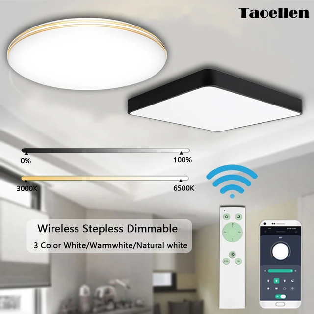 Plafonnier LED rond ou carré à intensité variable avec télécommande sans fil,  lustre moderne Smart Life, lampes de front pour plafond, 2023 - AliExpress
