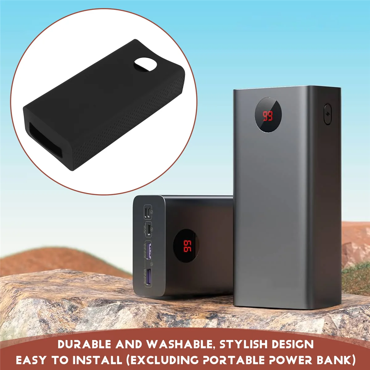 Portable Power Bank Protective Case 40000Mah Power Bank Silicone Case for Romoss Zeus Pea40 (Black) Rare