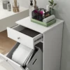 Homcom Laundry Hamper Cabinet with Removable Basket, Tilt Out Laundry Hamper Cabinet with Drawer and Beadboard Door, White 5