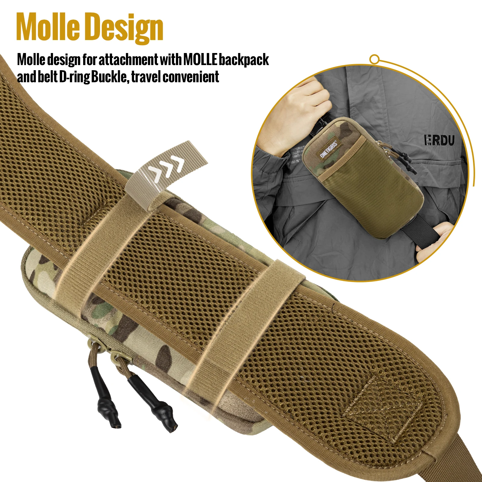 OneTigris Molle Phone Pouch Cell Phone Holder with Belt Loop EDC Utility Gadget Waist Bag Zipper- Tactical Cell Phone Holster 4