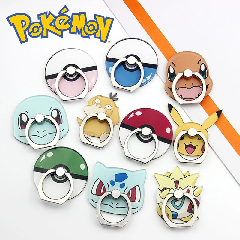 

Pokemon Phone Holder Pikachu Cartoon Anime Game Figures Finger Ring Bracket Universal Mobile Phone Stand Back Sticker Adult Gift