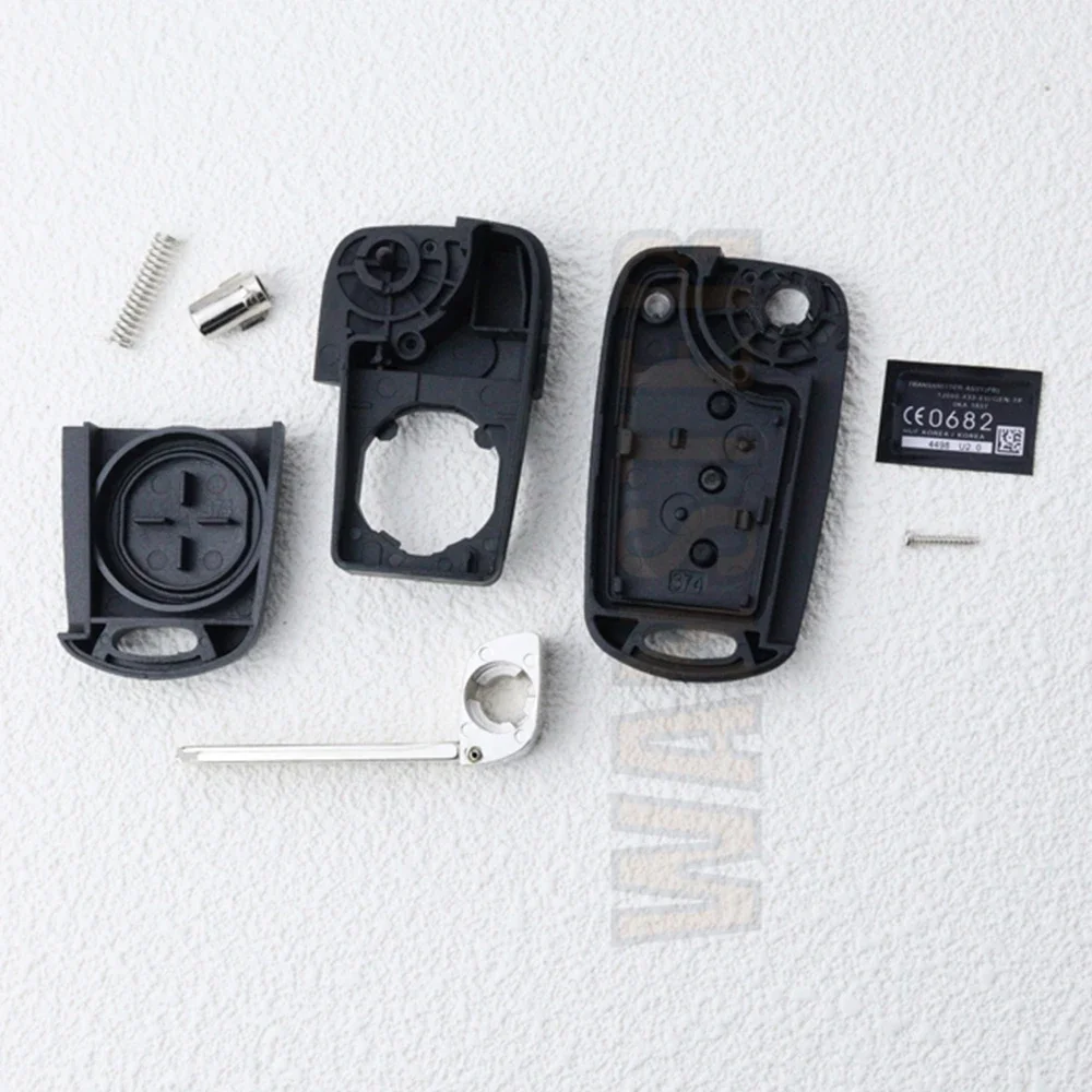 2 Key Botton car key blank remote Housing Case Fob Cover Shell for Hyundai Porter Remote Rubber Pad Logo Sticker Folding Blade
