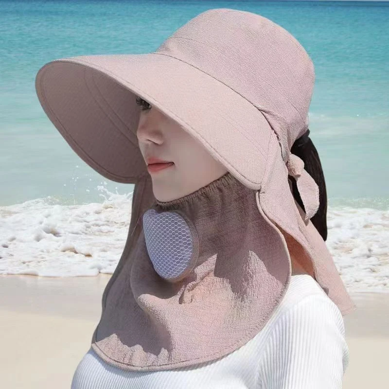 Summer-Hat-Women-Outdoor-Cycling-Sunshade-Face-Mask-Wide-Brim ...