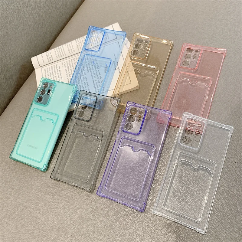 Transparent Silicone Soft Cover with Card Slot Holder