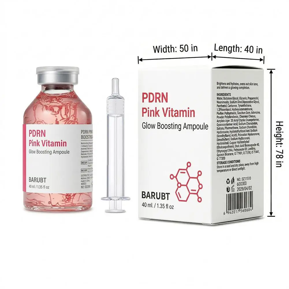 PDRN Pink Vitamin Glow Boosting Ampoule 40ml Salmon DNA Serum For Skin Regeneration Hydrating Hyaluronic Acid Anti-Aging Essence - immagine 6