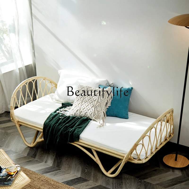 

Natural Rattan Nordic and Japanese Style Rattan Bed Rattan Chair Sofa Bed