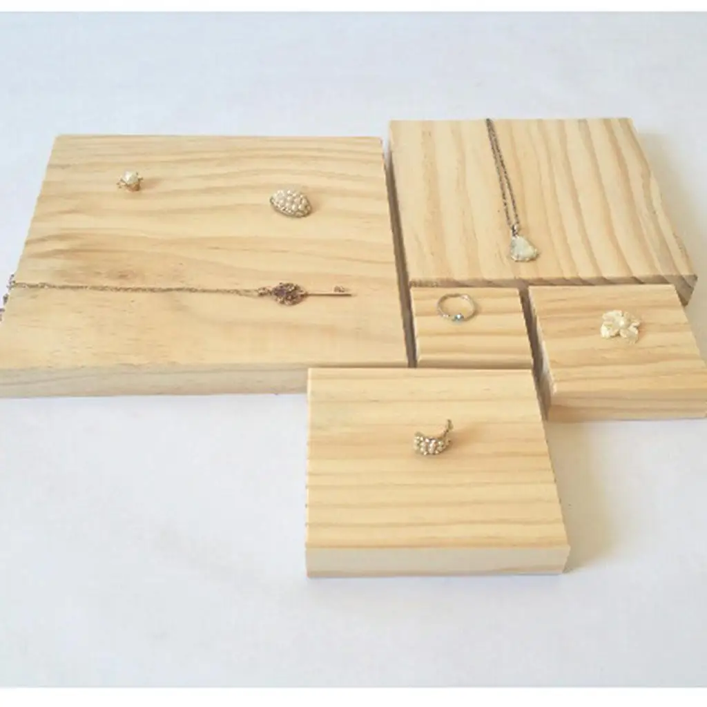 

Square Plain Wooden Necklace Earrings Jewelry Display Organizer 5-piece