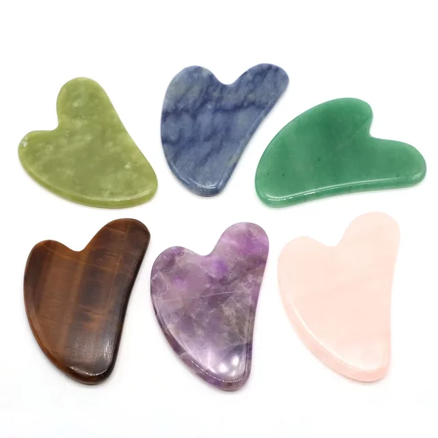 Gua Sha de piedra natural para masaje facial: Cuarzo, Amatista y Jade | Emoape