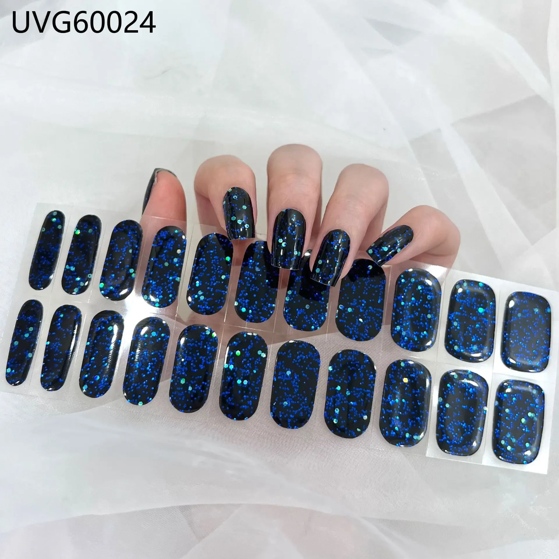 Multicolor Decals Gel Nail Stickers UV Lamp Semi Cured Gel Nails Strips High Quality Use Nail Maniko 22Tips/Sheet