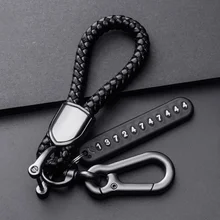 Diy Anti-Lost Car Key Pendant Split Ring Keychain Phone Number Card Keyring Auto Vehicle Lobster Clasp Key Chain Car Accessories