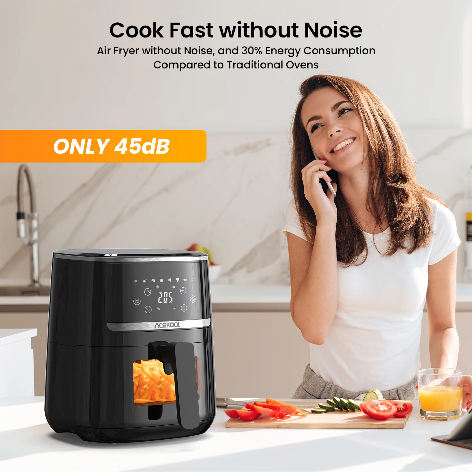 Air Fryer 5 Quart, Digital Display Air Fryer Toaster Oven Combo with 8 Cooking Presets Oilless Cooker for Quick Meal 2