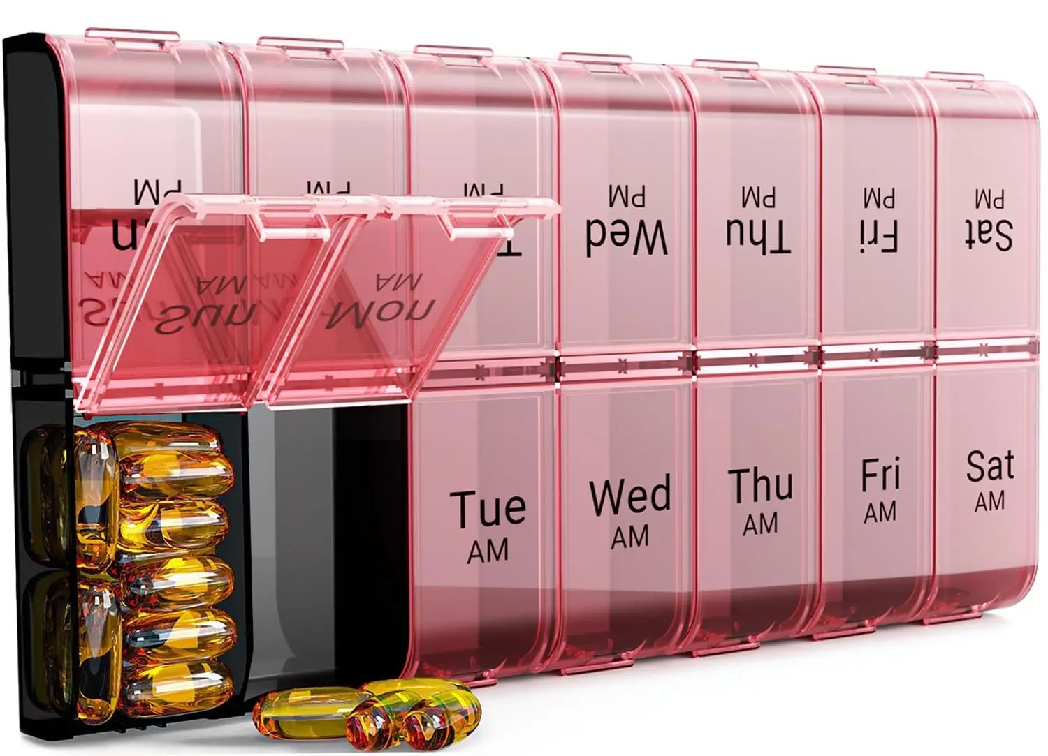 Weekly AM/PM Pill Organizer for Travel - 7-Day Double Storage for Medications