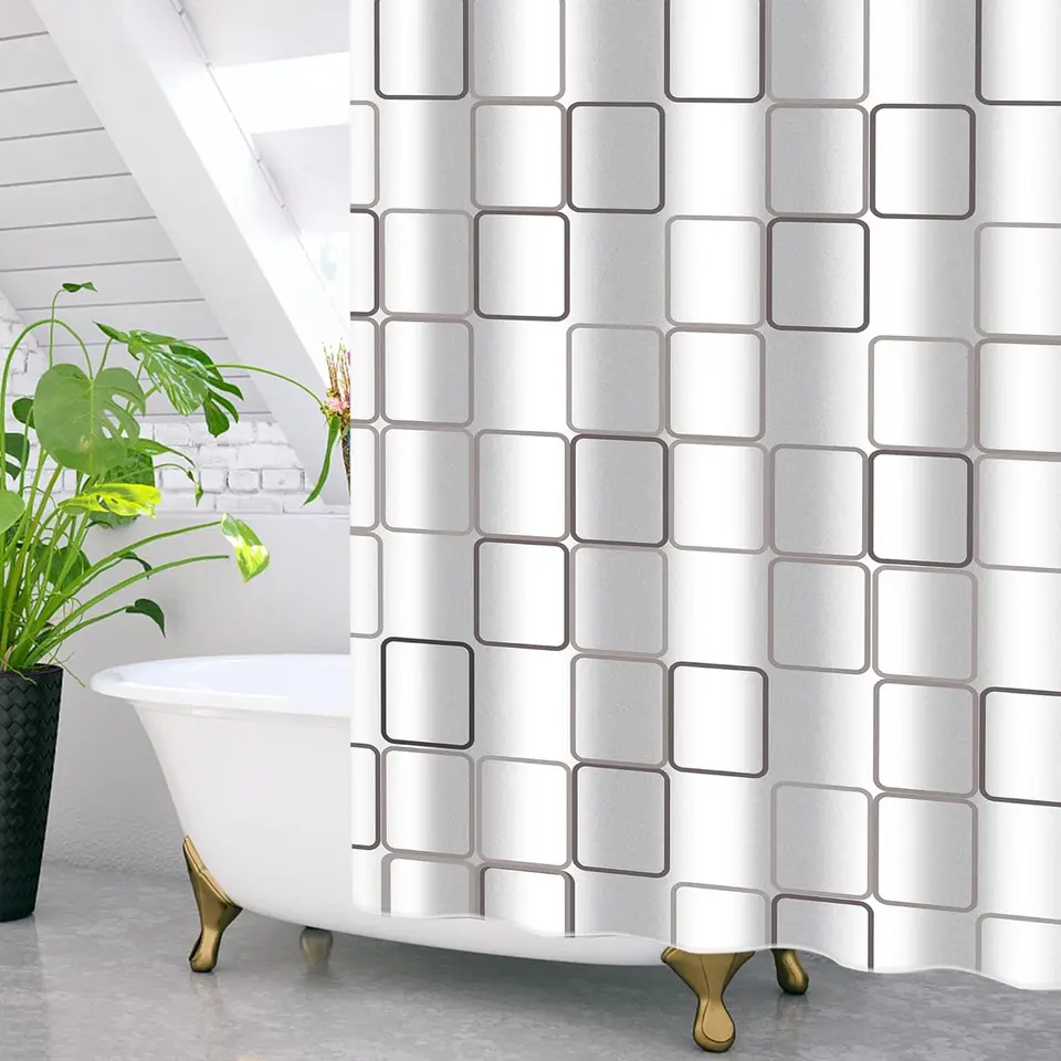 Tenda da doccia moderna in stile hotel con 12 ganci, impermeabile, lavabile, design elegante, decorazione per il bagno, 260 x 200 cm (larghezza x altezza