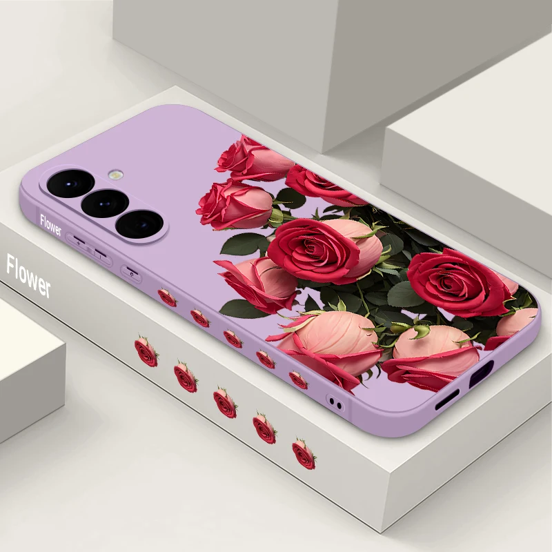 Vibrant Red Floral Phone Case - Elegant Soft Cover