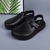Chaussures de créateur pour femmes, talons à plateforme, boucle réglable, chaussures de Chef légères et imperméables, sabots mules noirs, décontractées et confortables 4