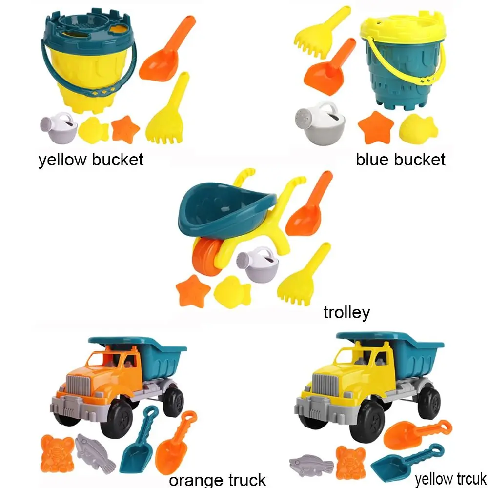Sand Kit Outdoor Game Parent-Children Interactive Shovel Rake Mold Beach Castle Bucket Sand Toys Set Truck Trolley 5