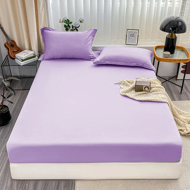Drap-housse avec bande élastique, couleur unie, housse de matelas réglable antidérapante pour simple et Double (sans taie d'oreiller), 1 pièce 3