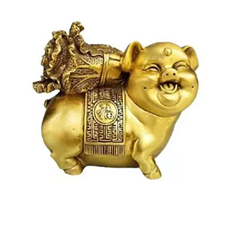 

Pure copper pig ornaments lucky gold pig ingot pig twelve zodiac pig feng shui home decoration decoration