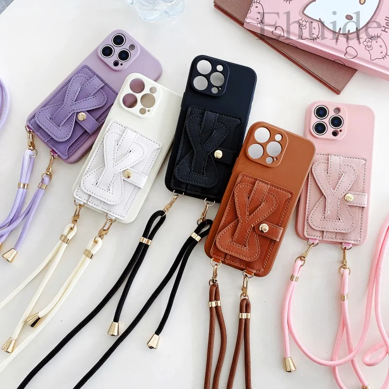 Love Bag Crossbody Lanyard PU Leather Wallet Case with Card Strap