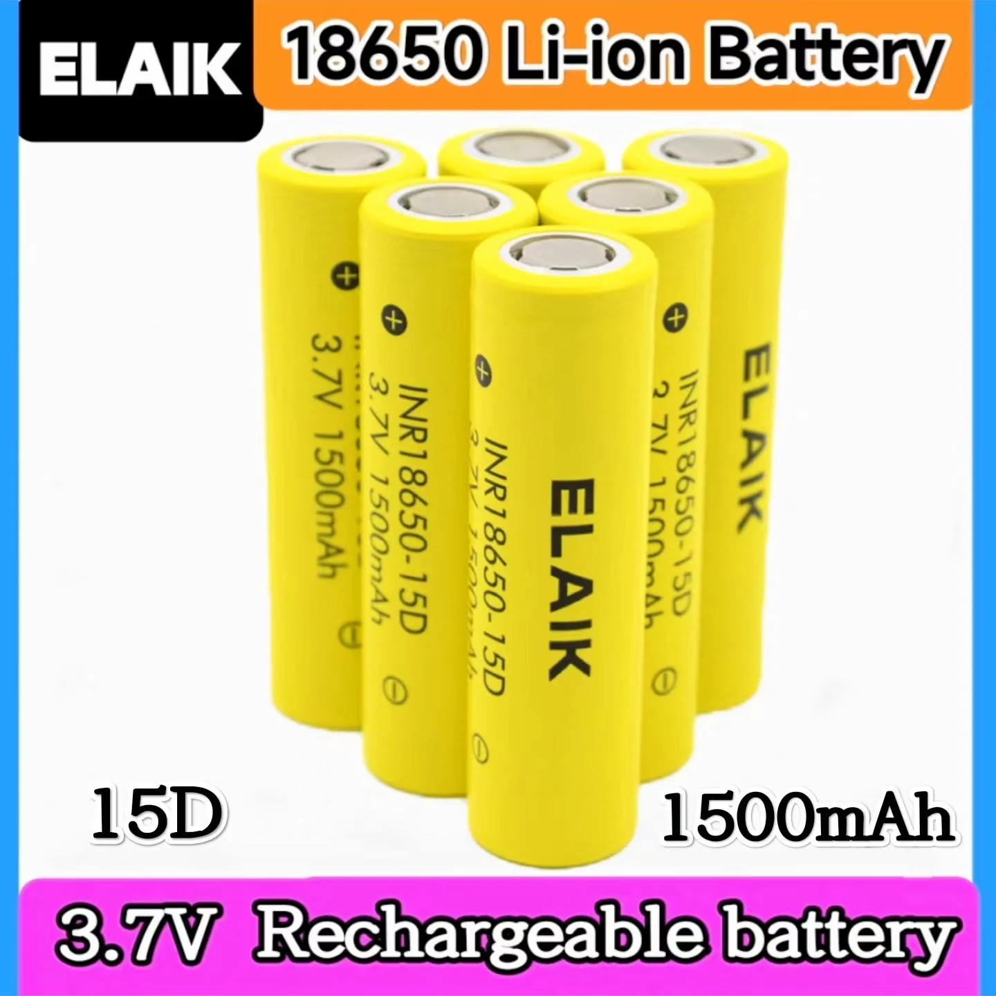 

8pcs 100% original high-quality 18650 power battery 3.7V 1500mah lithium-ion rechargeable battery for flashlight-15D