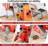 Large 2-in-1 Kids Tool Bench Set with Saw Screw Miter Pretend Play Construction Workbench Toys Education Toy for Boys & Girls 4