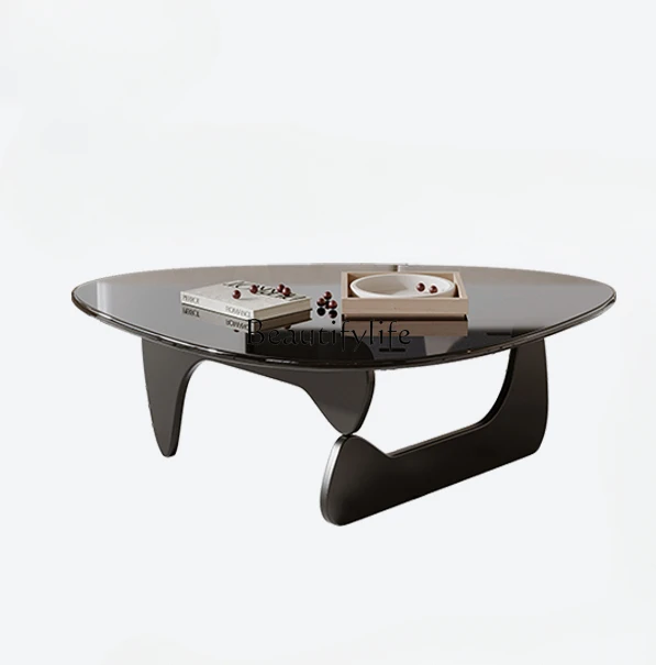 

Coffee Table Light Luxury Small Apartment Tempered Glass Shaped Tea Table Living Room Home Wooden Handicraft
