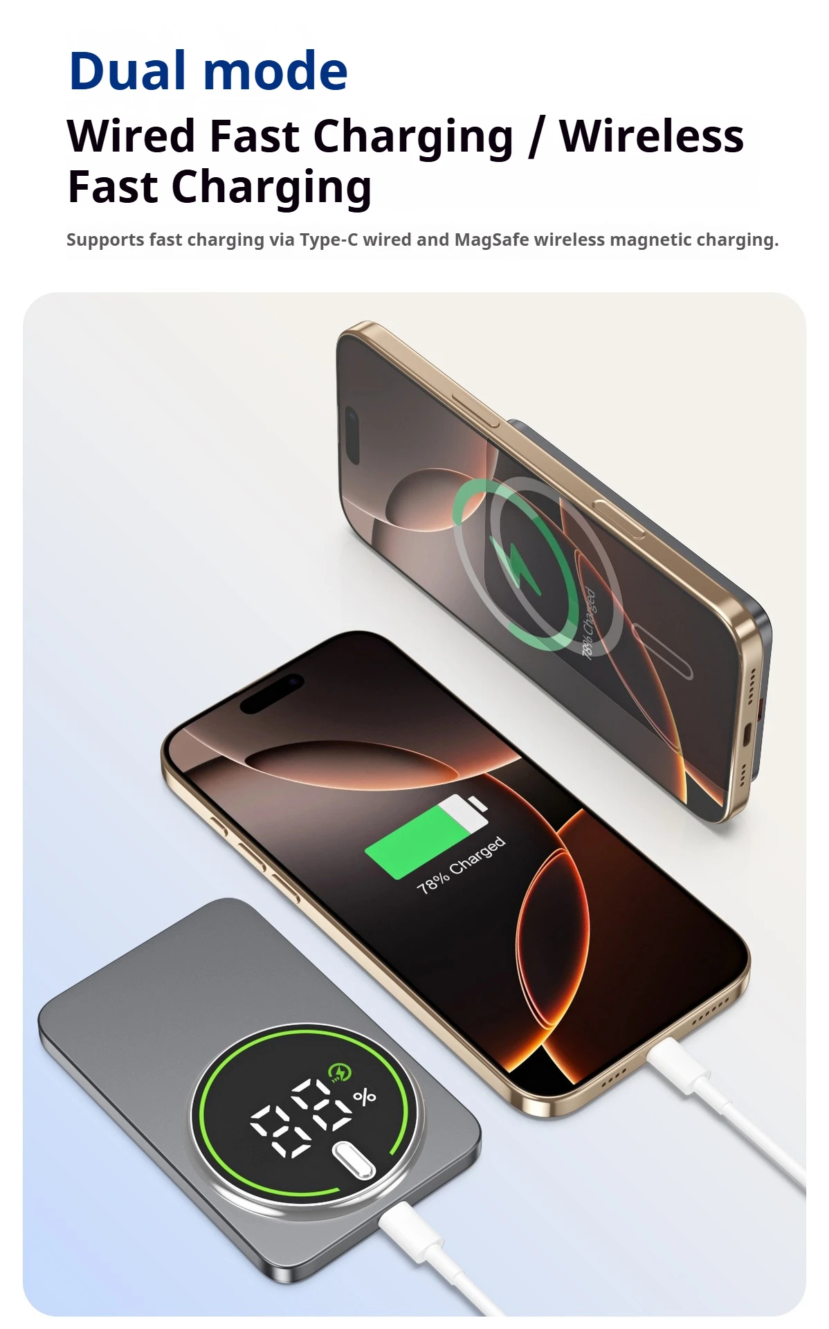 Magnetic Power Bank 10000mAh Wireless Powerbank 20W Slim Portable Battery Charger for MagSafe iPhone 17 16 15 14 13 12 Samsung