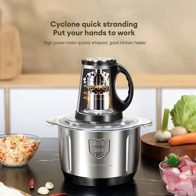 Electric Chopper Meat Grinder 304S tainless Steel Mincer Food Processor Slicer Vegetable Food Chopper Meat Slicer Machine 2