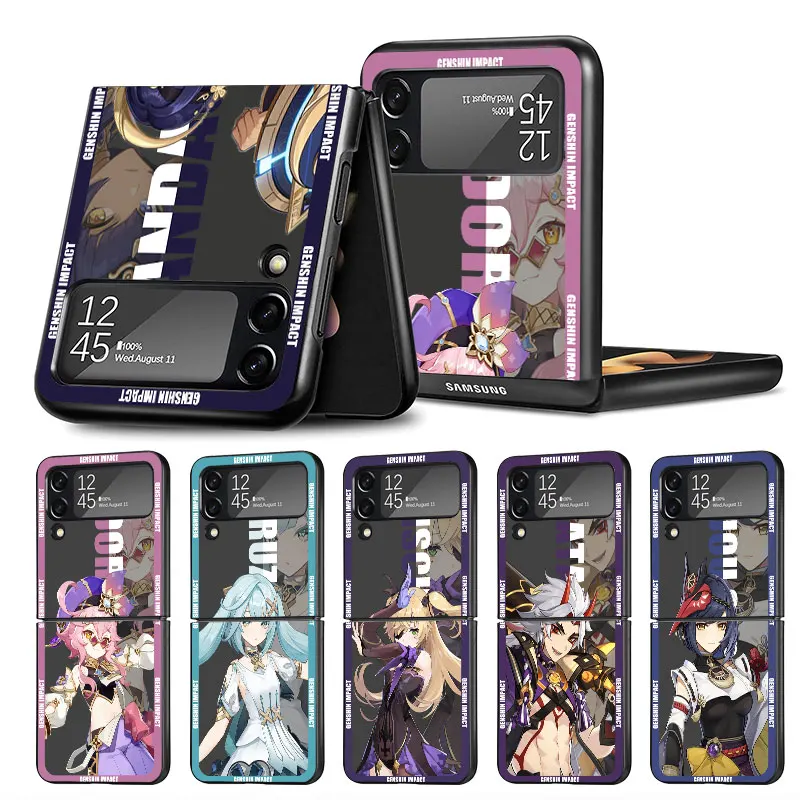 Genshin Impact Sheep Dolly Custodia Pieghevole Sottile Per Samsung Galaxy Z Flip3 Flip 4 Flip 5 5G Flip 3 Cover Per Cellulare Fundas