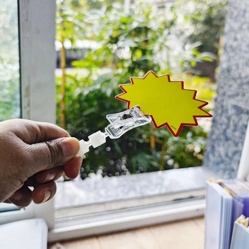 플라스틱 POP 사인 디스플레이 클립 거치대, 자유롭게 회전 가능한 종이 카드 광고 프로모션, 25 개